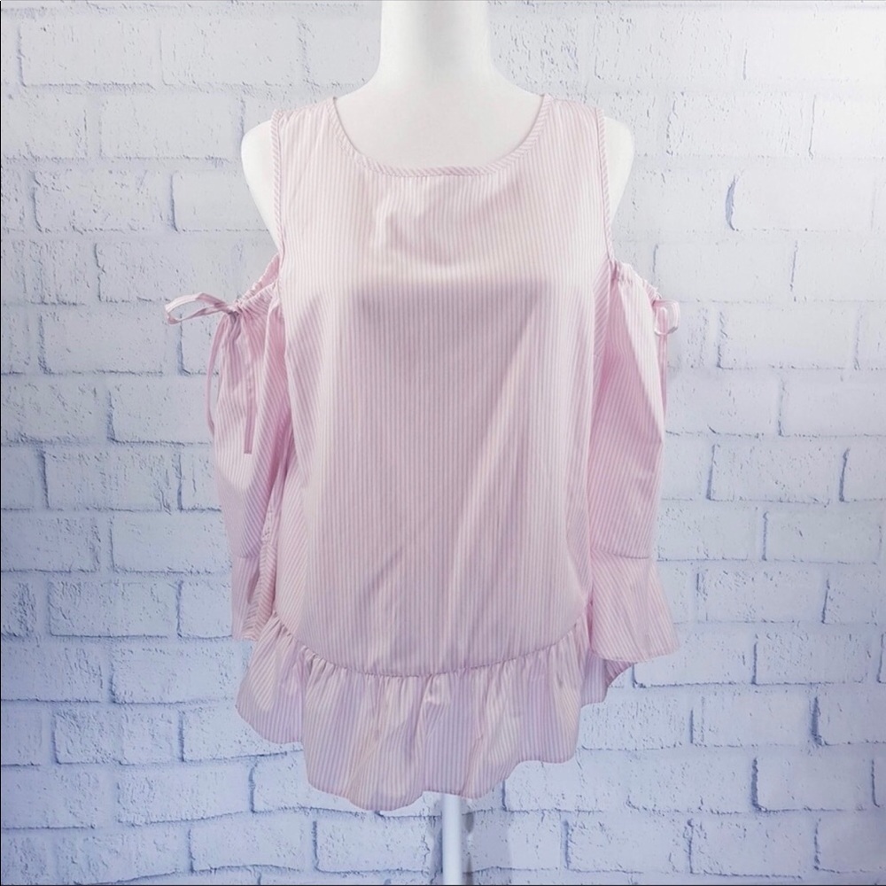 Pink Cold Shoulder Ruffle Top - Picture 2 of 2